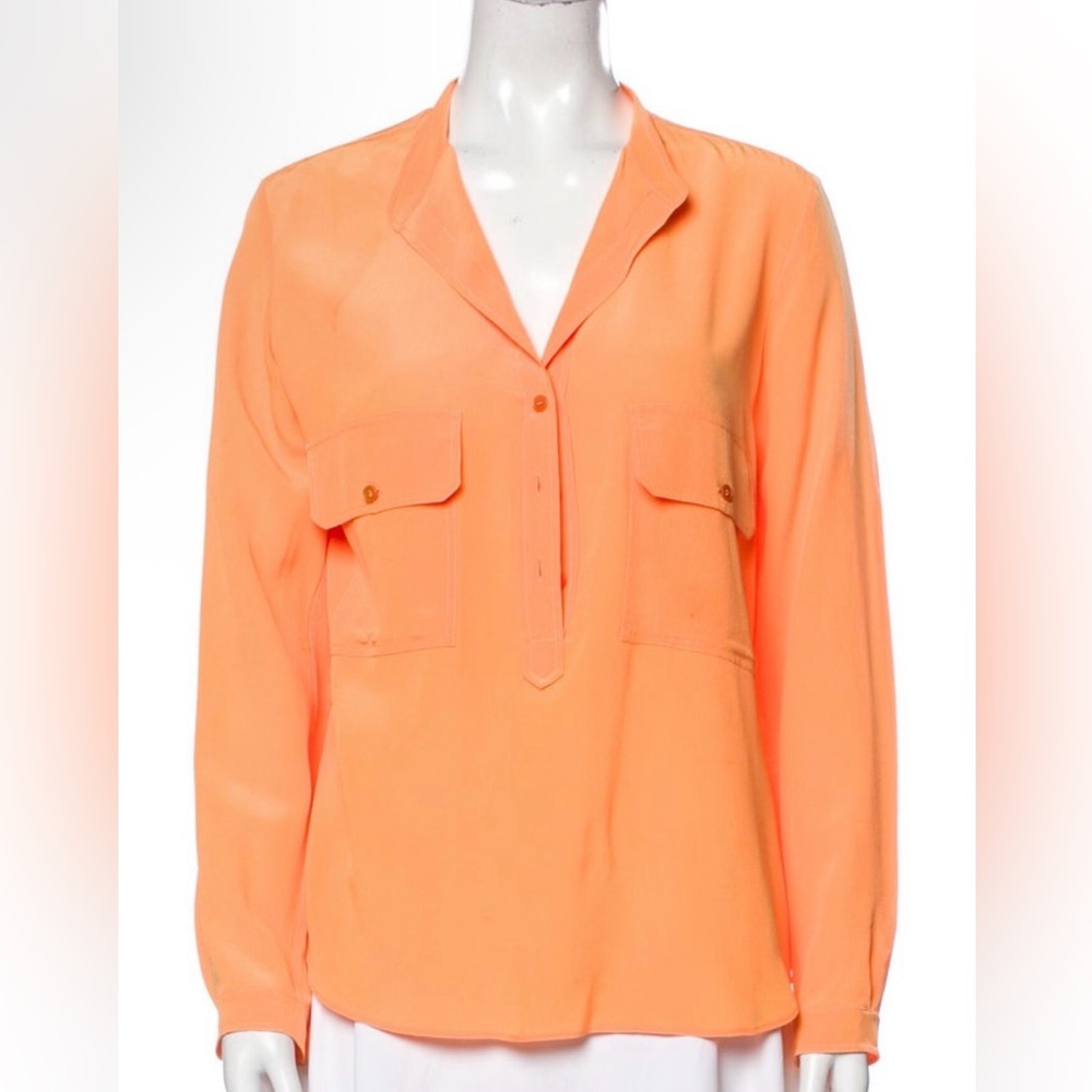 Stella McCartney neon orange 100% silk blouse